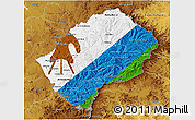 Flag 3D Map of Lesotho, physical outside