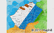 Flag 3D Map of Lesotho, political outside, flag aligned to the middle