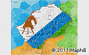 Flag 3D Map of Lesotho, political outside