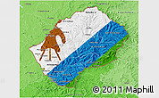 Flag 3D Map of Lesotho, political shades outside