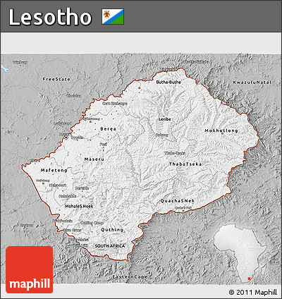 Gray 3D Map of Lesotho