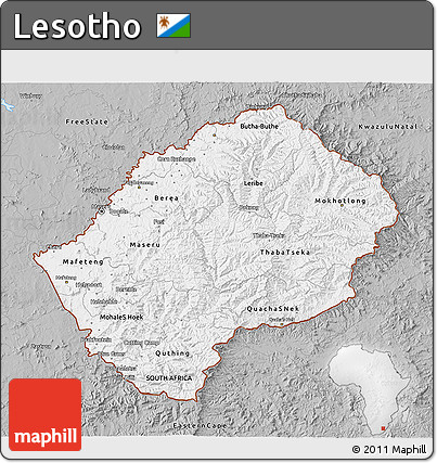 Gray 3D Map of Lesotho