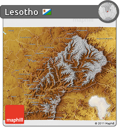 Physical 3D Map of Lesotho