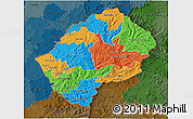 Political 3D Map of Lesotho, darken