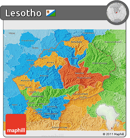 Political 3D Map of Lesotho