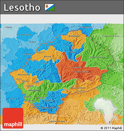 Political 3D Map of Lesotho