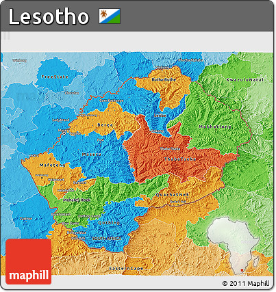 Political 3D Map of Lesotho