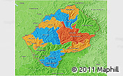 Political 3D Map of Lesotho, political shades outside