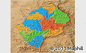 Political 3D Map of Lesotho, satellite outside