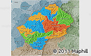 Political 3D Map of Lesotho, semi-desaturated