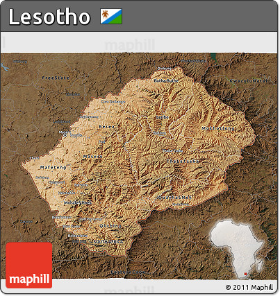 Satellite 3D Map of Lesotho, darken