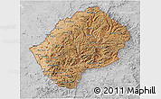 Satellite 3D Map of Lesotho, lighten, desaturated