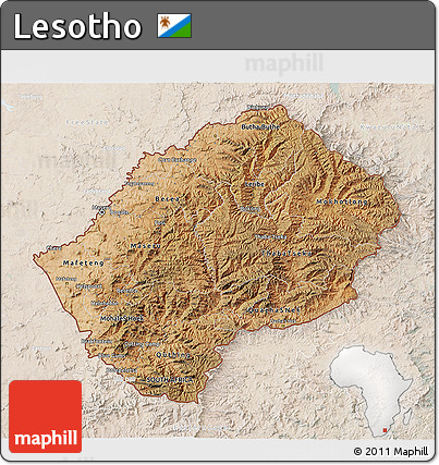 Satellite 3D Map of Lesotho, lighten