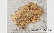 Satellite 3D Map of Lesotho, lighten, semi-desaturated