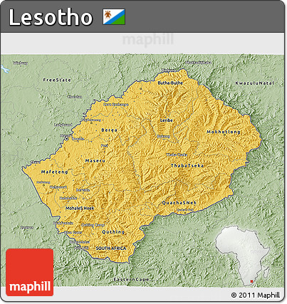 Savanna Style 3D Map of Lesotho
