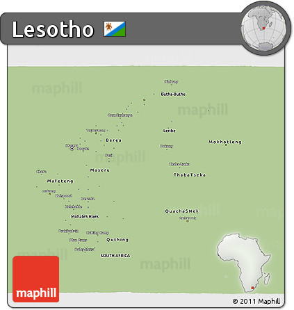 Savanna Style 3D Map of Lesotho, single color outside