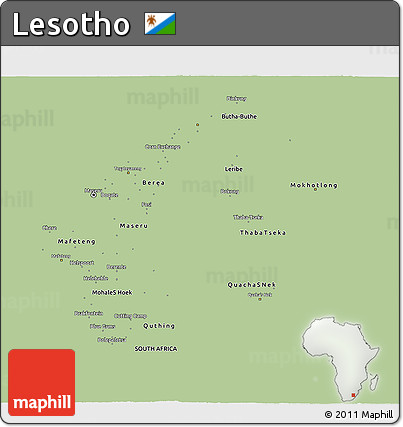 Savanna Style 3D Map of Lesotho, single color outside