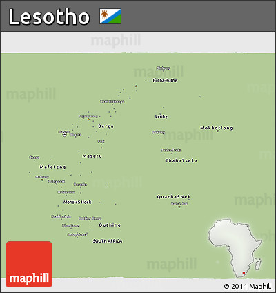 Savanna Style 3D Map of Lesotho, single color outside
