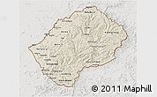 Shaded Relief 3D Map of Lesotho, lighten, semi-desaturated