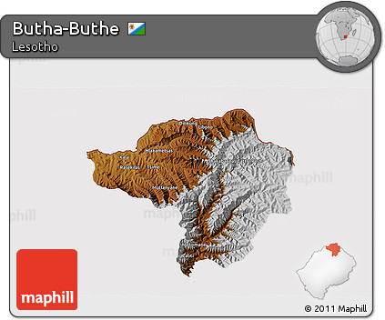 Physical 3D Map of Butha-Buthe, cropped outside