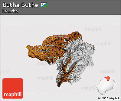 Physical 3D Map of Butha-Buthe, cropped outside