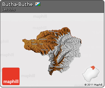 Physical 3D Map of Butha-Buthe, cropped outside
