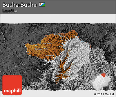Physical 3D Map of Butha-Buthe, darken, desaturated