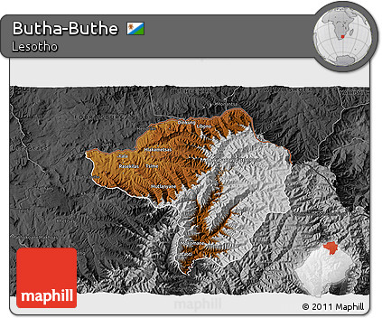 Physical 3D Map of Butha-Buthe, darken, desaturated