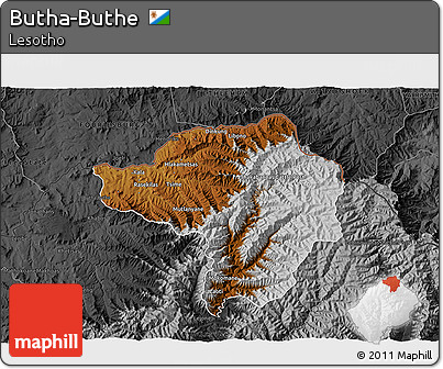 Physical 3D Map of Butha-Buthe, darken, desaturated