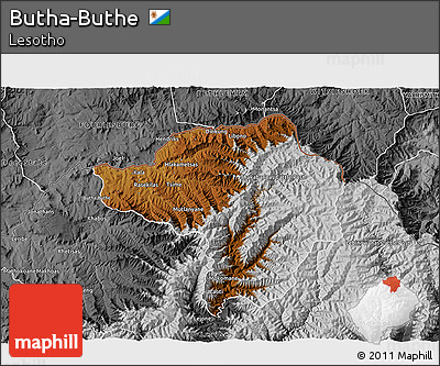 Physical 3D Map of Butha-Buthe, desaturated
