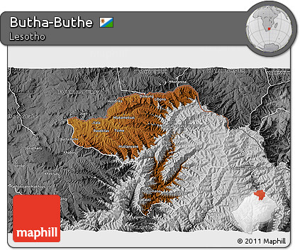Physical 3D Map of Butha-Buthe, desaturated