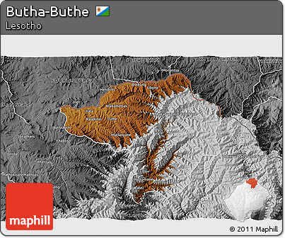 Physical 3D Map of Butha-Buthe, desaturated