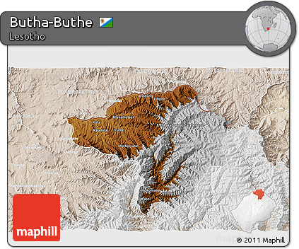 Physical 3D Map of Butha-Buthe, lighten