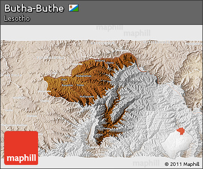 Physical 3D Map of Butha-Buthe, lighten