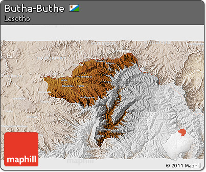 Physical 3D Map of Butha-Buthe, lighten