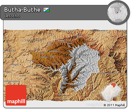 Physical 3D Map of Butha-Buthe, satellite outside