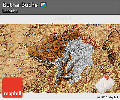 Physical 3D Map of Butha-Buthe, satellite outside