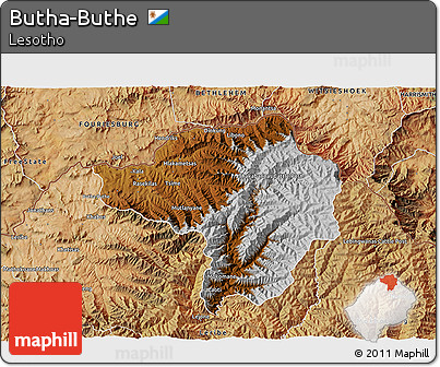 Physical 3D Map of Butha-Buthe, satellite outside