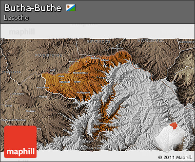 Physical 3D Map of Butha-Buthe, semi-desaturated
