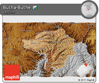 Satellite 3D Map of Butha-Buthe, physical outside