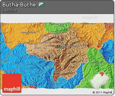 Satellite 3D Map of Butha-Buthe, political outside