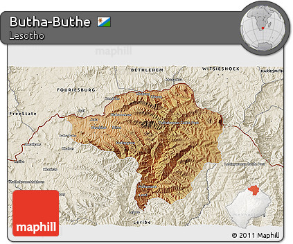 Satellite 3D Map of Butha-Buthe, shaded relief outside