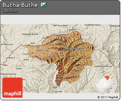 Satellite 3D Map of Butha-Buthe, shaded relief outside