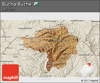 Satellite 3D Map of Butha-Buthe, shaded relief outside