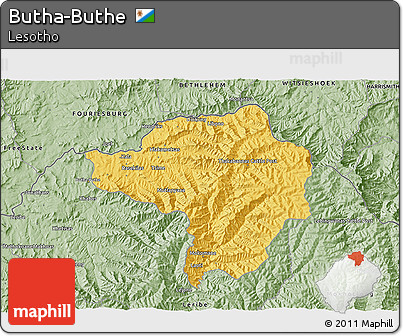 Savanna Style 3D Map of Butha-Buthe