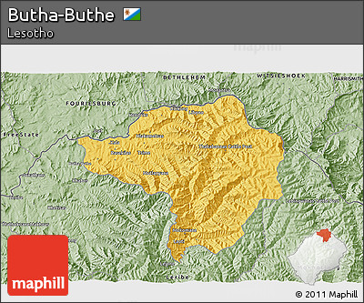 Savanna Style 3D Map of Butha-Buthe