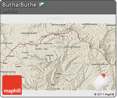 Shaded Relief 3D Map of Butha-Buthe