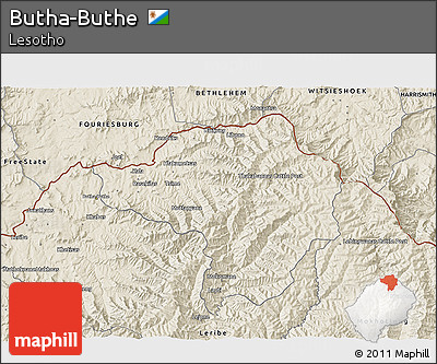 Shaded Relief 3D Map of Butha-Buthe