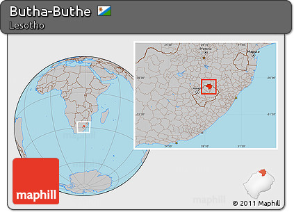 Gray Location Map of Butha-Buthe, within the entire country