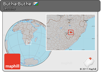 Gray Location Map of Butha-Buthe